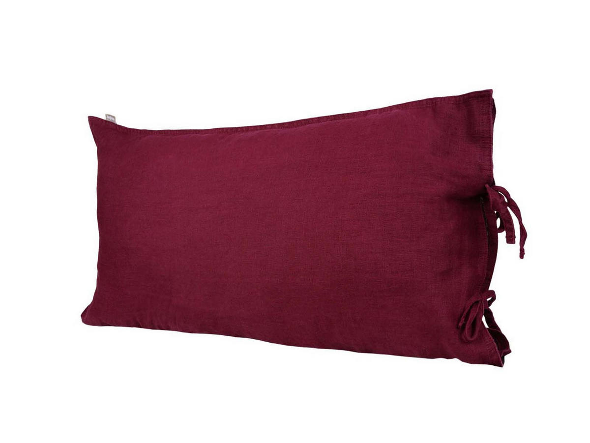 KISSENBEZUG reines Leinen merlot-rot 40/60 cm - Dunkelrot, Naturmaterialien (40/60cm) - beties Heimtextil