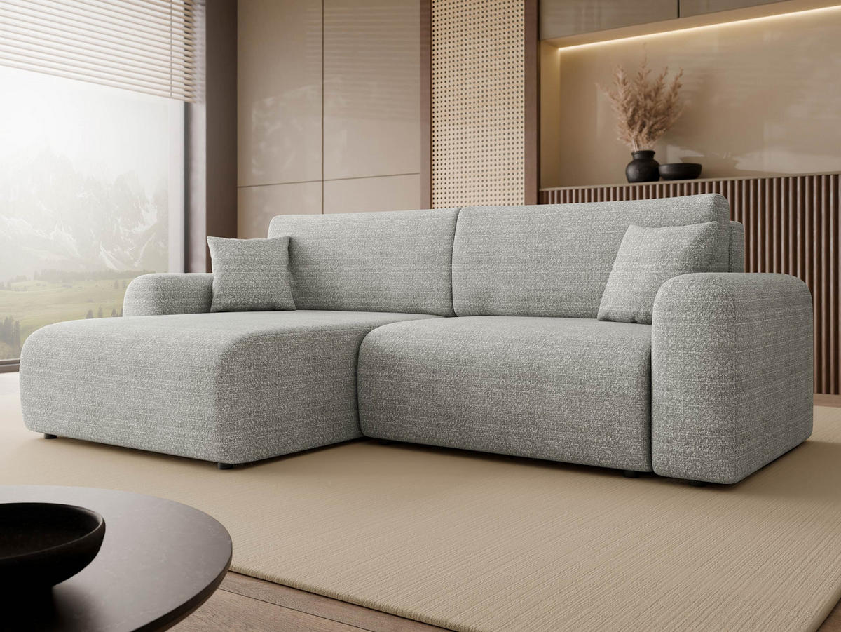 ECKSOFA Floryn L - Hellgrau/Schwarz, Holz/Kunststoff (245/145cm) - MIRJAN24