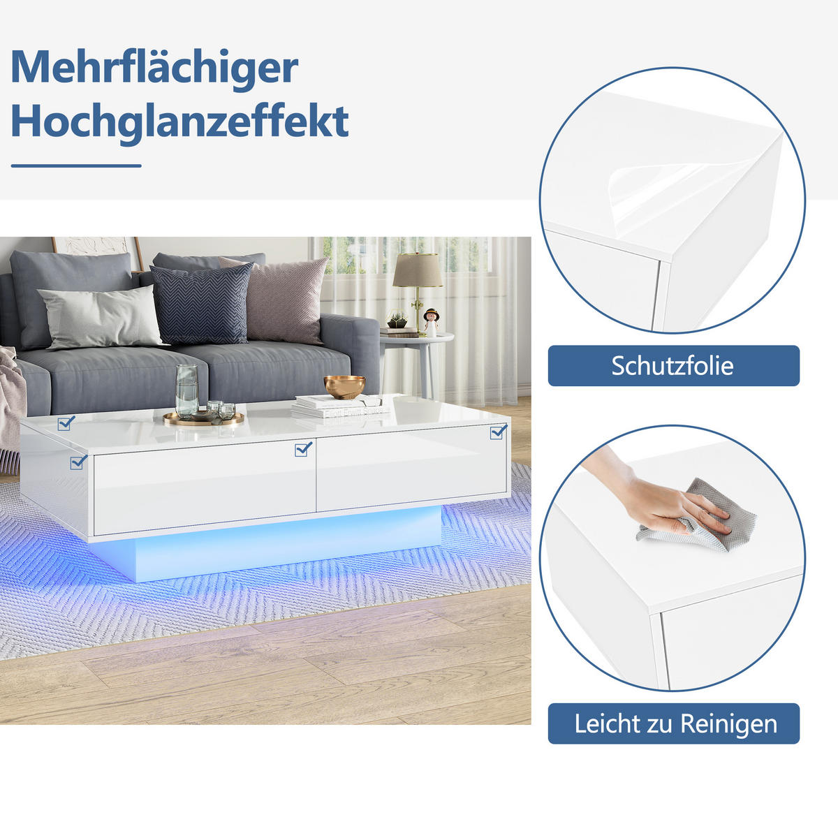 COUCHTISCH DE-101 Modern Weiß - Weiß, Holzwerkstoff (55/115/34cm) - ComfortXL