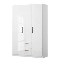 DREHTÜRENSCHRANK - Weiß Hochglanz/Weiß, Holzwerkstoff (136/197/54cm) - home24