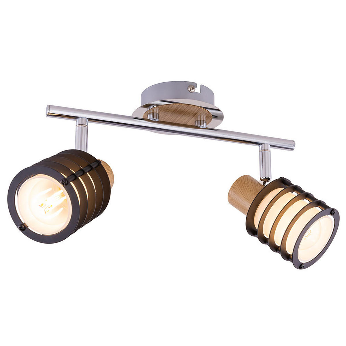 LED DECKENLEUCHTE Chrom Braun Holzoptik - Braun, Holz (28/10/14.5cm) - Globo Lighting