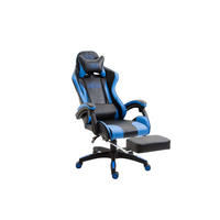 BÜROSTUHL India, Kunstleder Schwarz/Blau - Blau, Kunststoff/Textil (66/131/58cm) - TPFLiving