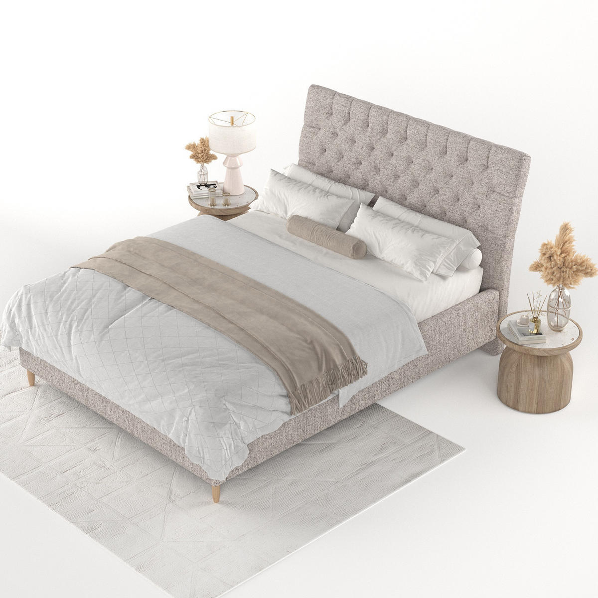 POLSTERBETT Lira 160/200 cm Beige im Neve Stoff - Beige/Naturfarben, Holz/Holzwerkstoff (160/200cm) - AltaBeds