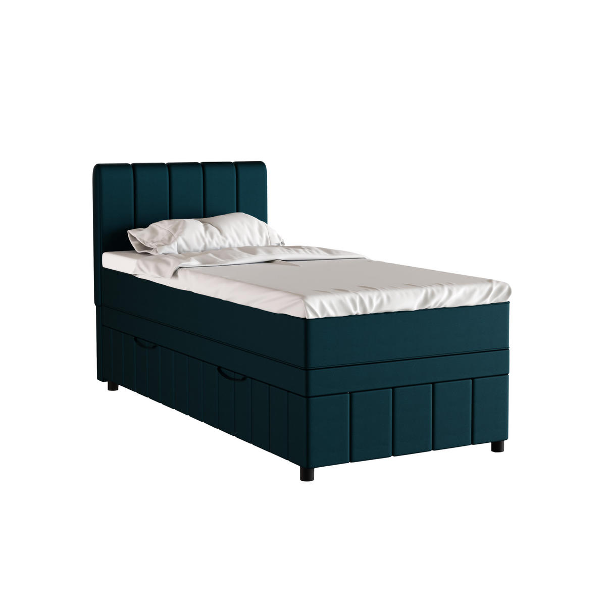 BOXBETT AVALON 90 x 200 cm mit Bettkasten und Topper - Türkis - Türkis, Holz - Panda Möbel
