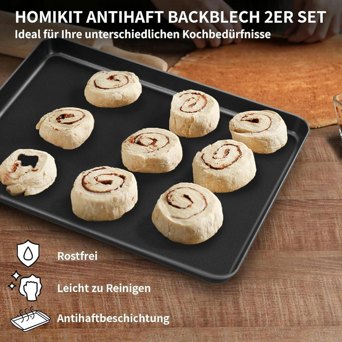 BACKBLECH 2er Set 31,5 cm x 24,5 cm - Schwarz, Metall (24.5/2.5/31.5cm)