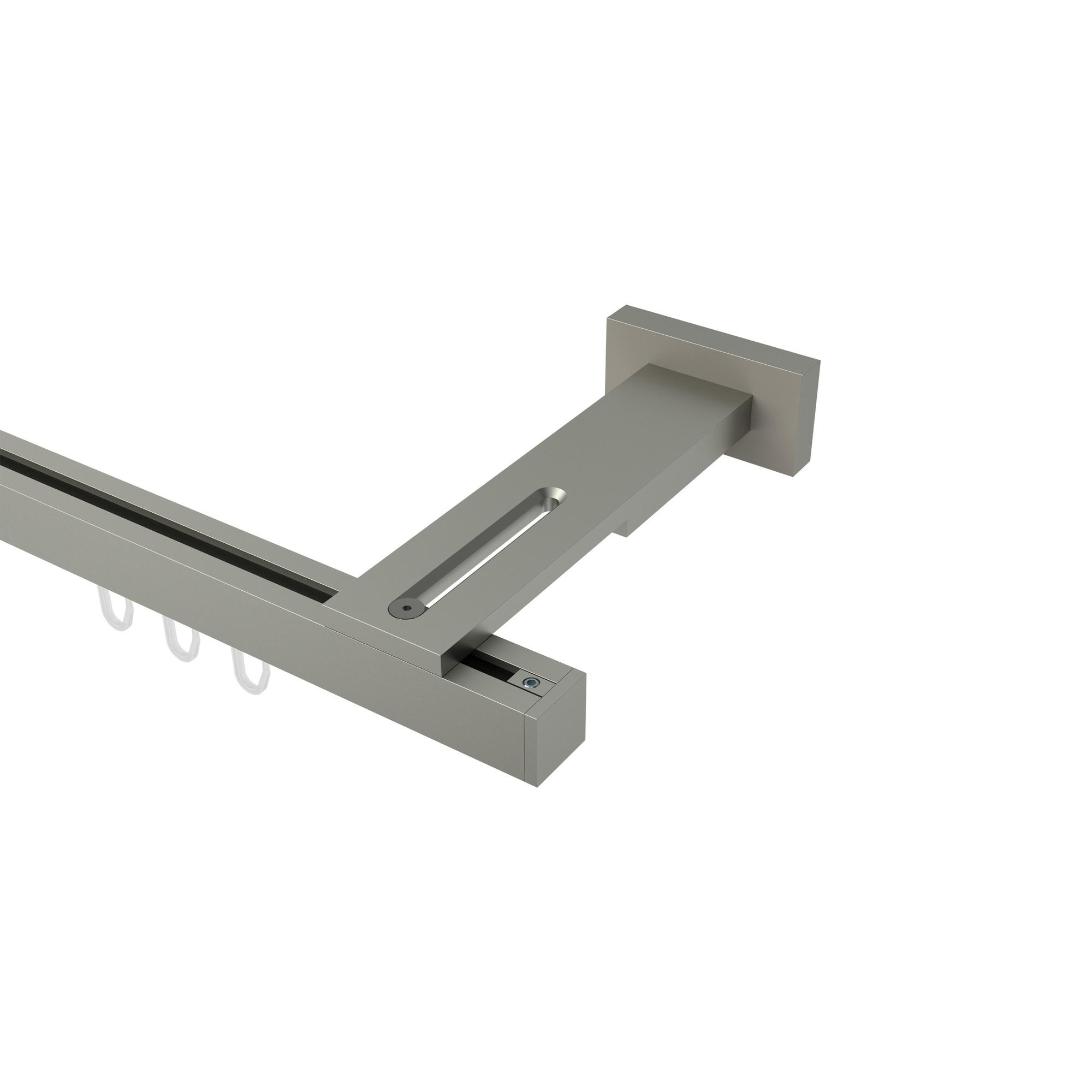 GARDINENSTANGE INNENLAUF Quadline (Multi) Sono 260 cm (geteilt in 2 x 130 cm), 1-läufig, 20x20 mm Satin-Silber - Silberfarben, Metall (260cm) - INTERDECO