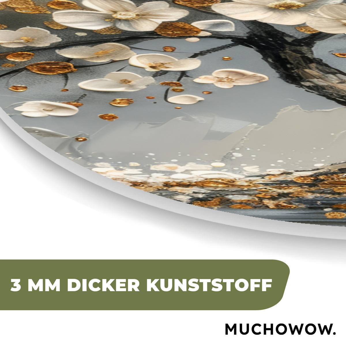 WANDBILD Baum - Gold - Blumen - Abstrakt - Kunst 60x90 cm - Goldfarben, Kunststoff (60/90cm) - MuchoWow