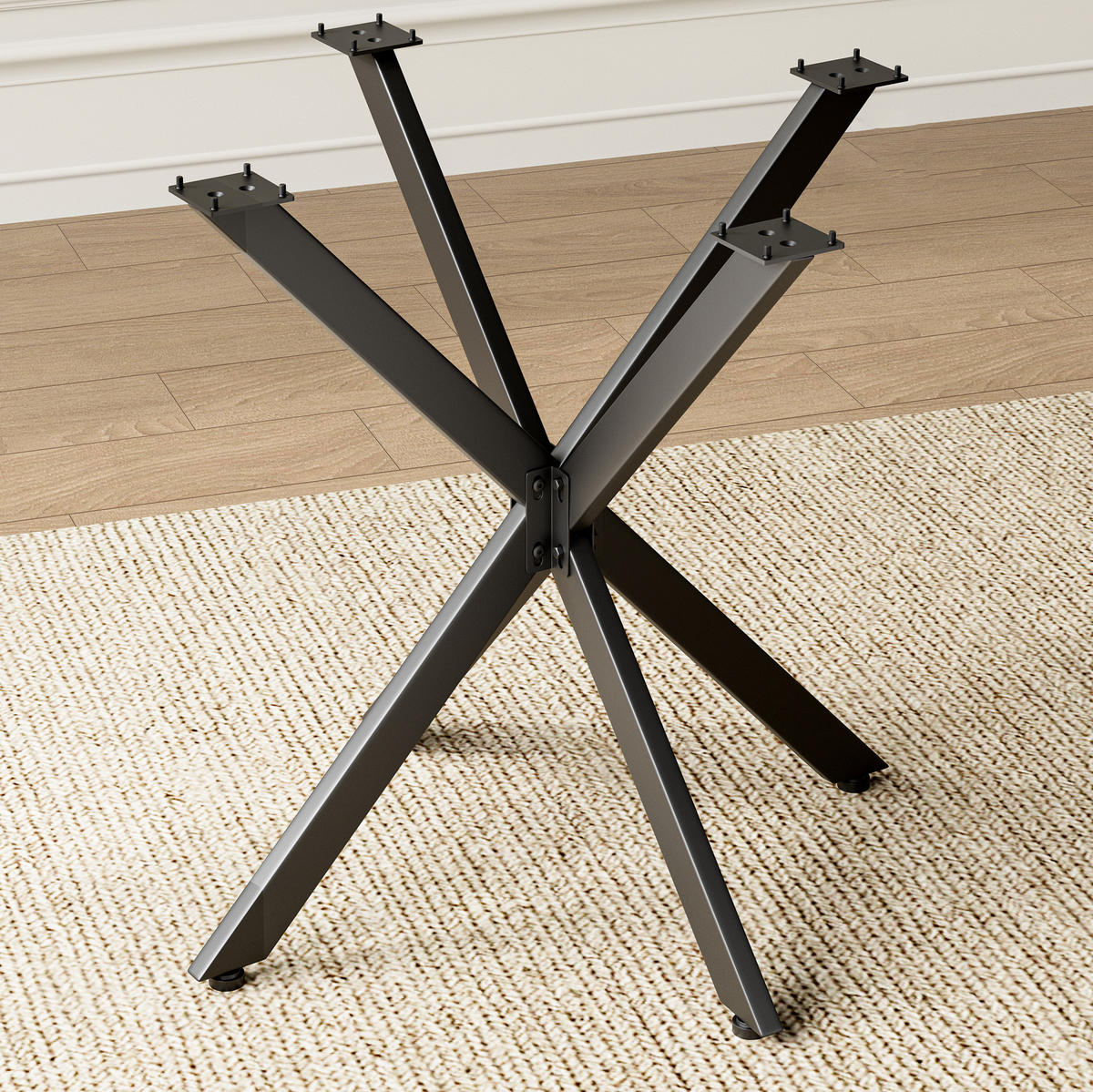 BEISTELLTISCH 80/80/75 cm mit X-Gestell und höhenverstellbaren Füßen, Schwarz - Schwarz, Holzwerkstoff (80/80/75cm) - Redom