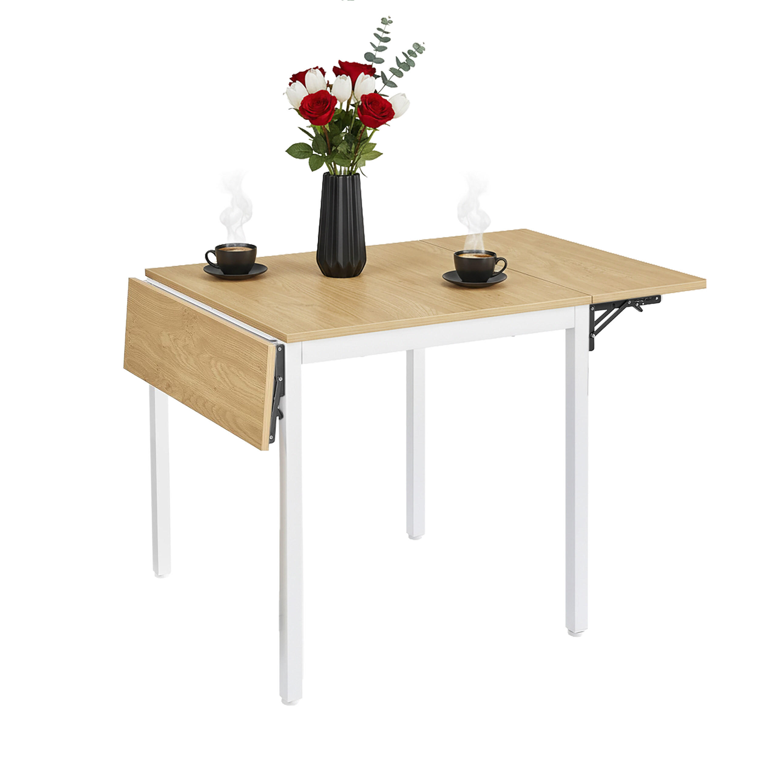 Relaxdays STŮL Bílý dřevodekor jídelní skládací pro 2 až 4 osoby 120 cm
