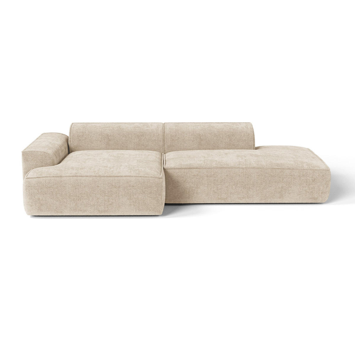ECKSOFA (links) HANA Strickvelours Creme 260cm - Creme, Textil (260/155cm) - Premium Interiors