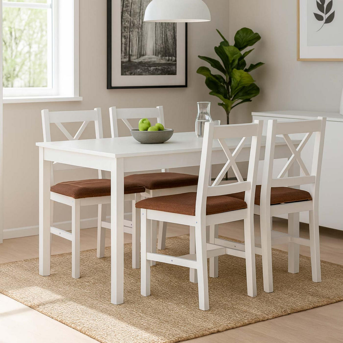 ESSZIMMERSTUHL Weiß, Orange 4er-Set - Weiß/Orange, Holz (43/85/44cm) - MCW