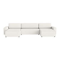WOHNLANDSCHAFT Lummo U mit Schlaffunktion, Cremeweiß - Weiß, Textil (386/70/185cm) - Fedve