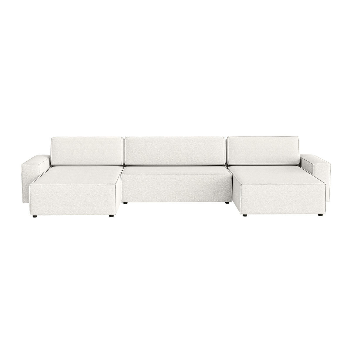 WOHNLANDSCHAFT Lummo U mit Schlaffunktion, Cremeweiß - Weiß, Textil (386/70/185cm) - Fedve