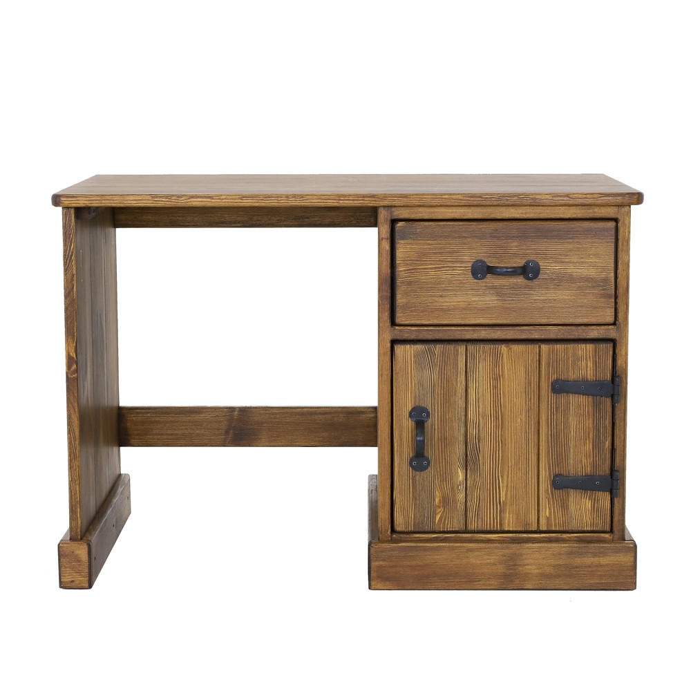 SCHREIBTISCH aus Massivholz Rustyk 2 - Dunkelbraun/Schwarz, Holz (110/60/75cm) - Seart