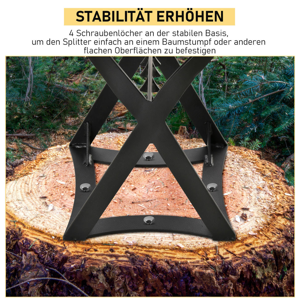 MANUELLER-HOLZSPALTER aus Karbonstahl, Schwarz - Schwarz, Metall (20.8/37.4/24.4cm) - Outsunny