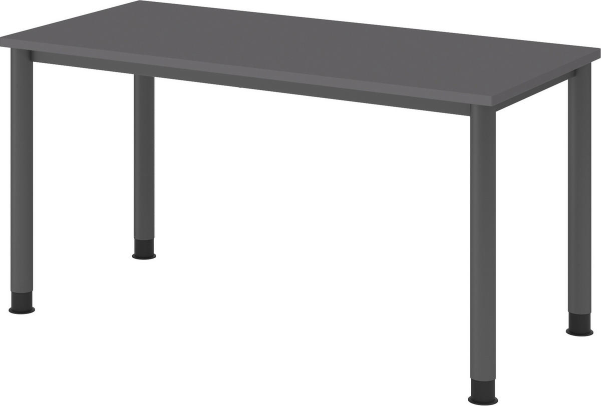 SCHREIBTISCH Serie-H (Mini) 67,2/140/74 cm in Graphitfarben/Graphitfarben - Graphitfarben, Holzwerkstoff (67.2/140/74cm) - bümö
