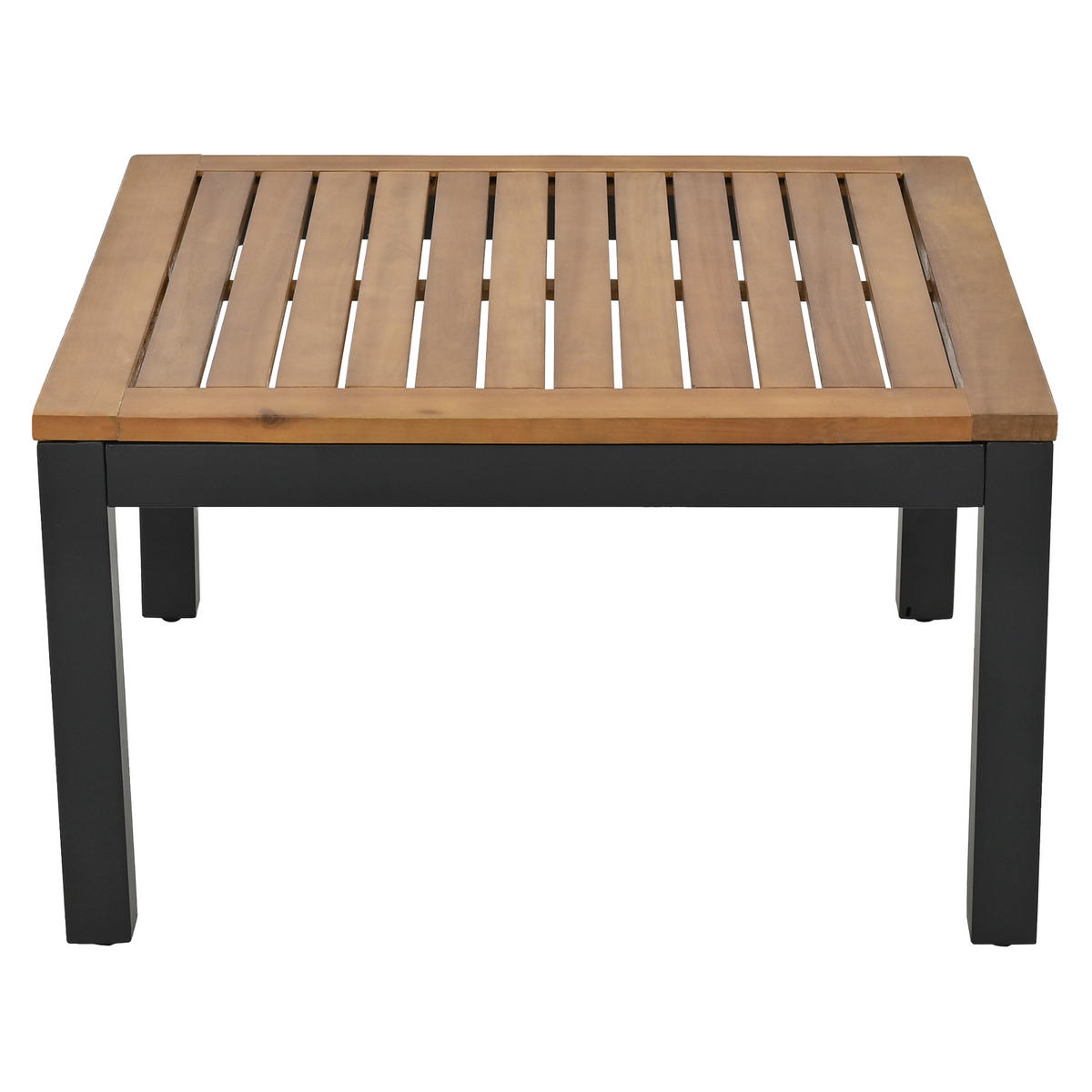 GARTENMÖBEL 120x60x66cm grau aus Stahl und Akazie, mit Kissen - Grau, Metall - Modfu