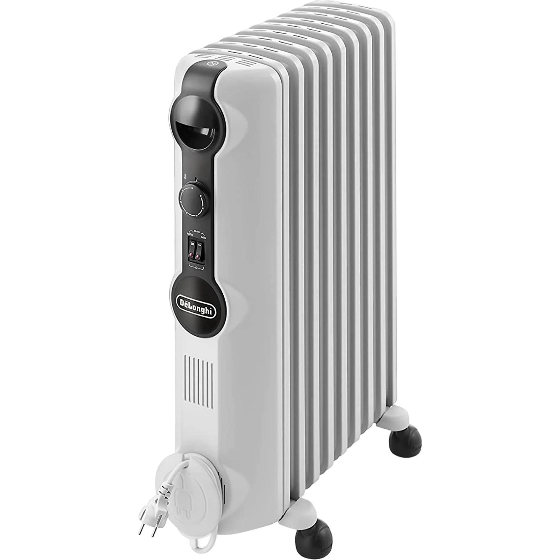 ÖLRADIATOR TRRS0920 Weiß 2000W 9 Heizrippen mit Raumthermostat und Laufrollen - Weiß, Kunststoff/Metall (16/65/47.2cm) - De'Longhi