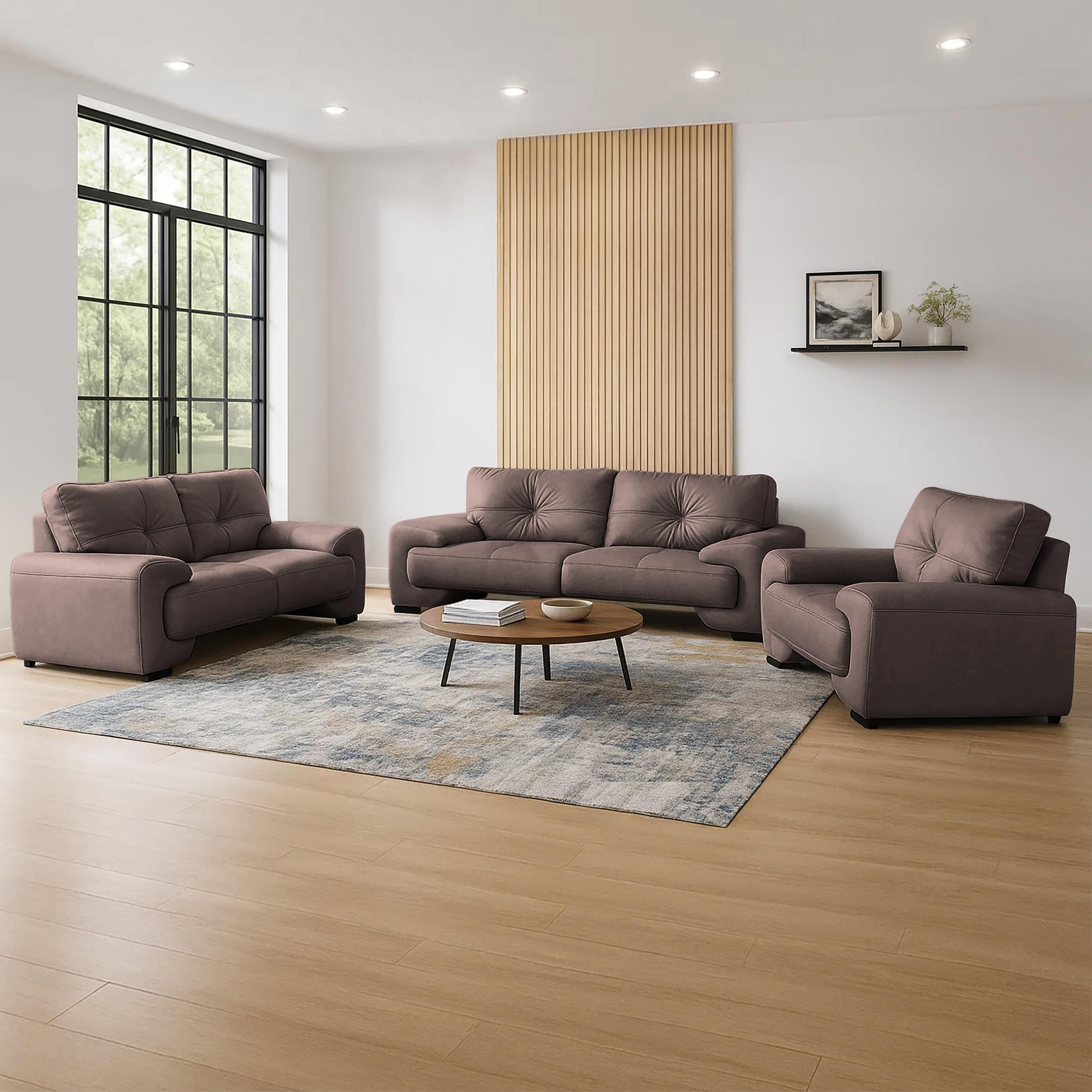 SITZGARNITUR Omega, zwei Sofas und Sessel, aus Kunstleder, Dunkelbraun - Dunkelbraun/Schwarz, Leder (225/88/98cm) - Beautysofa