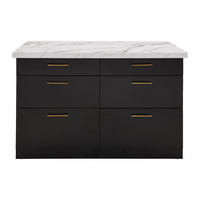 KÜCHENINSEL - 2 Personen - Holz, Platte - Schwarz, Weiß - - Schwarz/Weiß, Holz (126/80/104cm) - Vente-Unique