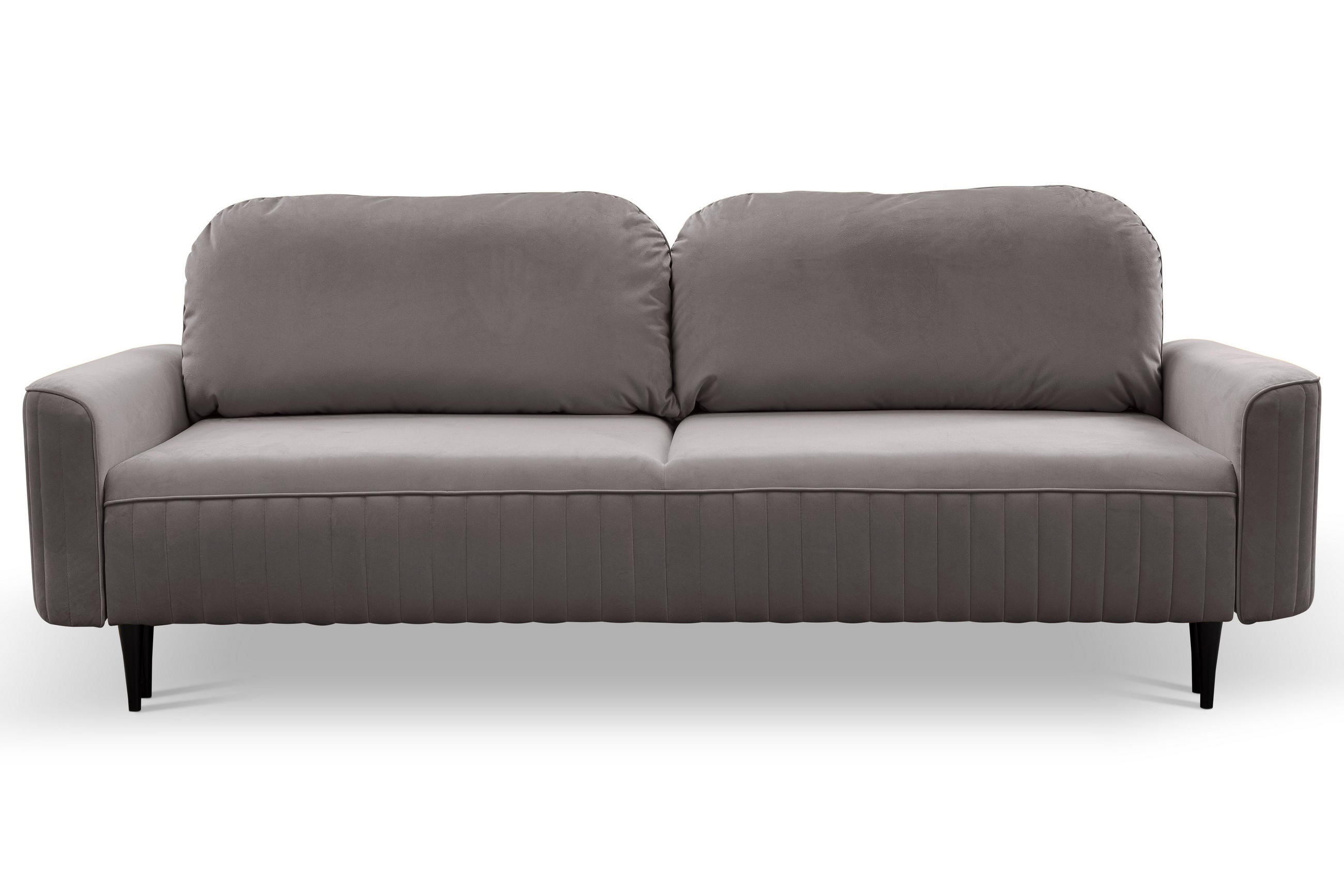 BETTSOFA FILO Grau Velours-Stoff mit Schlaffunktion - Grau, Holz (244/92/102cm) - MASSENO