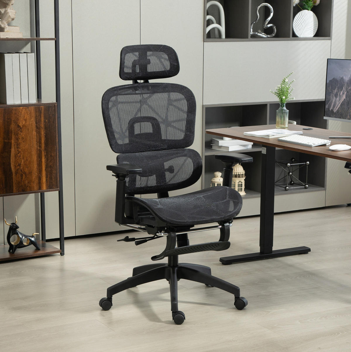BÜROSTUHL ergonomisch mit Liegefunktion Schwarz - Schwarz, Kunststoff (64/122/66cm) - Meubliv