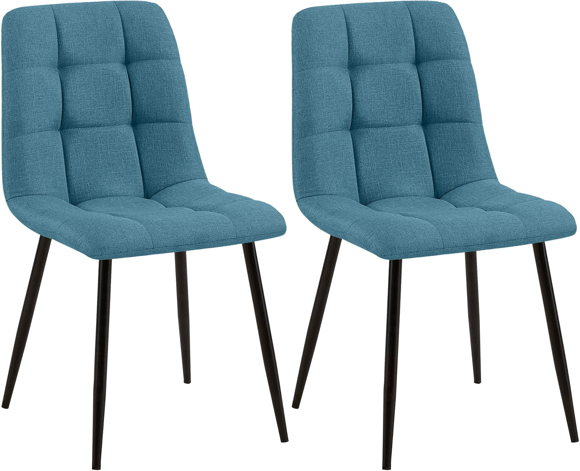 STUHL 2er Set Stoff Blau - Blau/Schwarz, Textil/Metall (45/84/55cm) - CLP