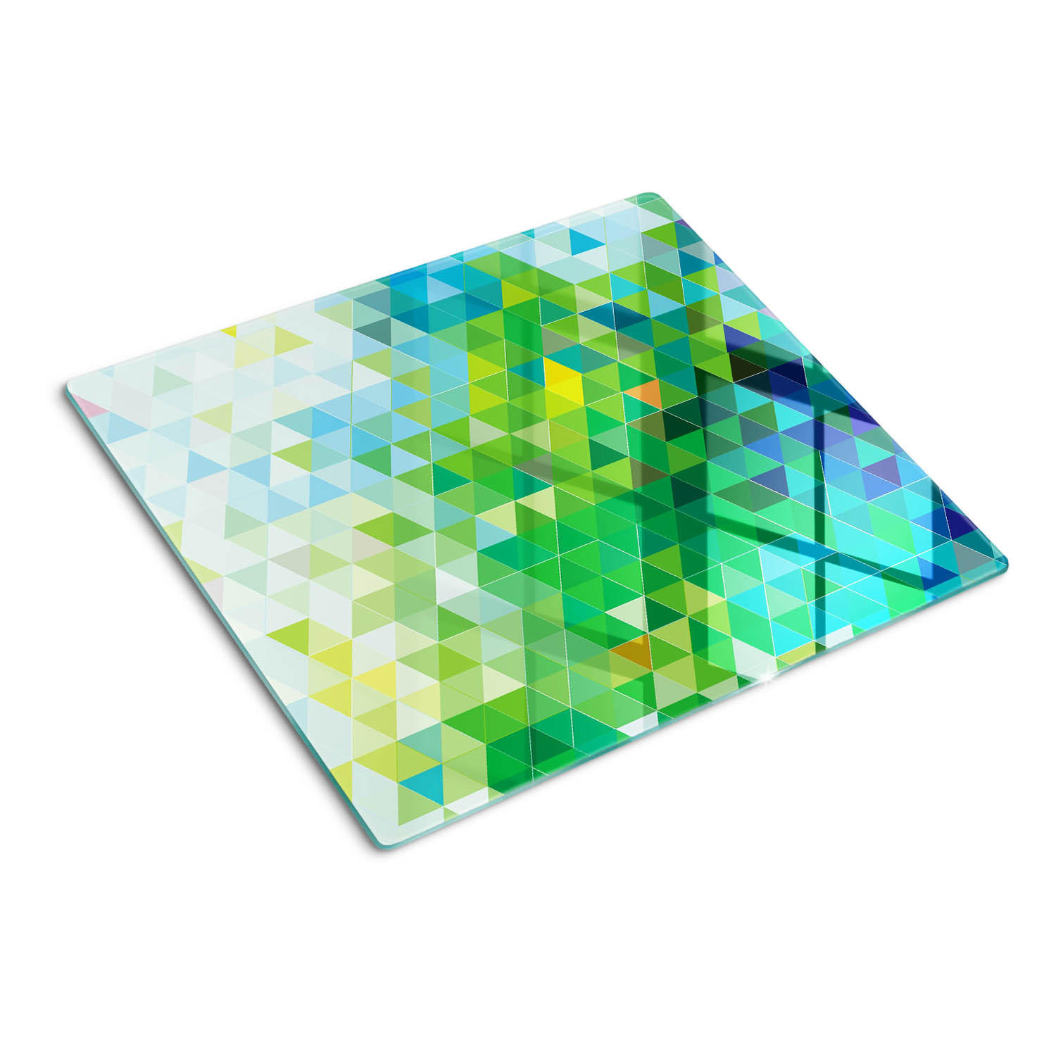 GLASPLATTE 60x52 cm Dreiecke der Abstraktion - Grün, Glas (60/0.4/52cm) - TULUP