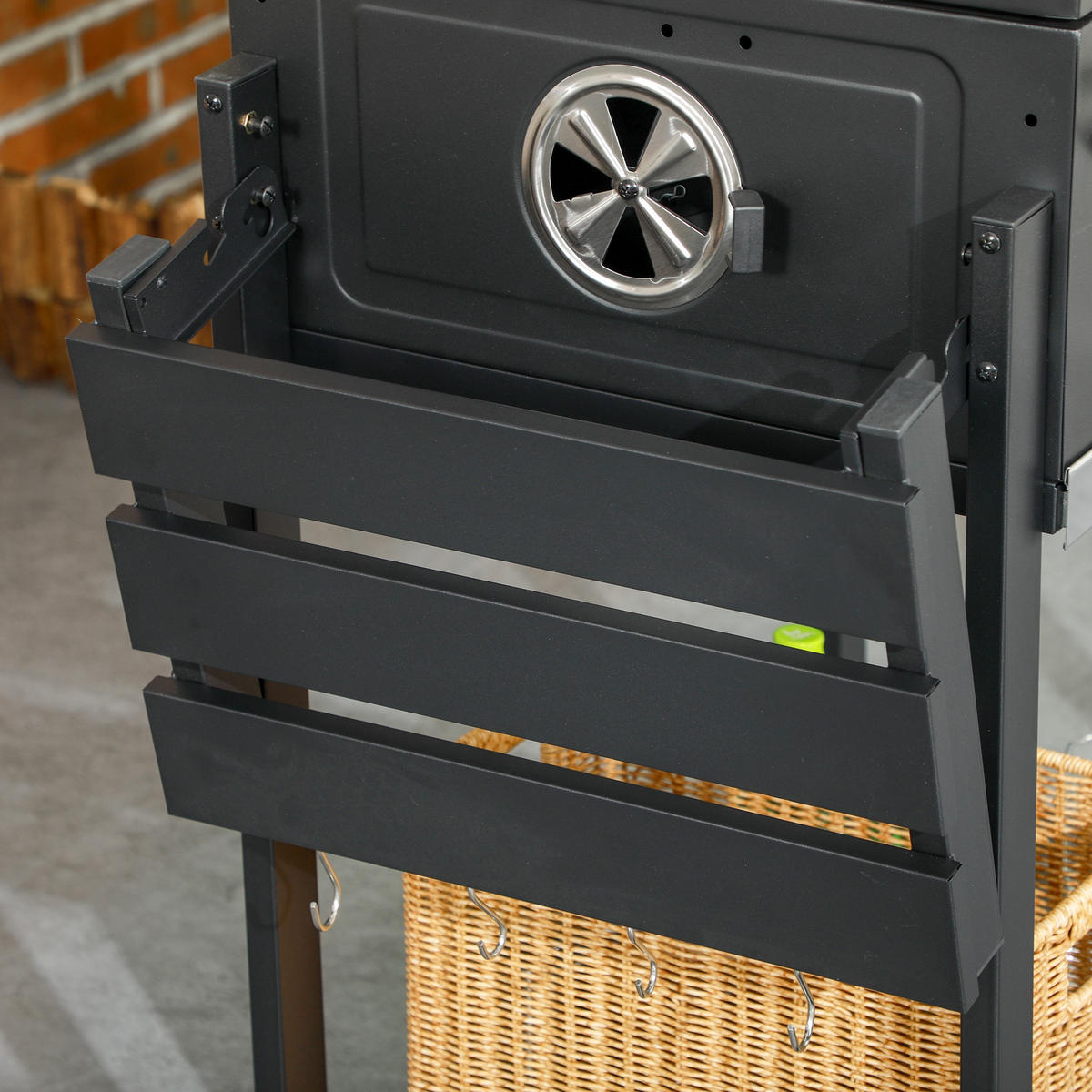 KOHLEGRILL DE-10166 mit Smoker und Thermometer Schwarz - Schwarz, Metall (64/114/120cm) - ComfortXL