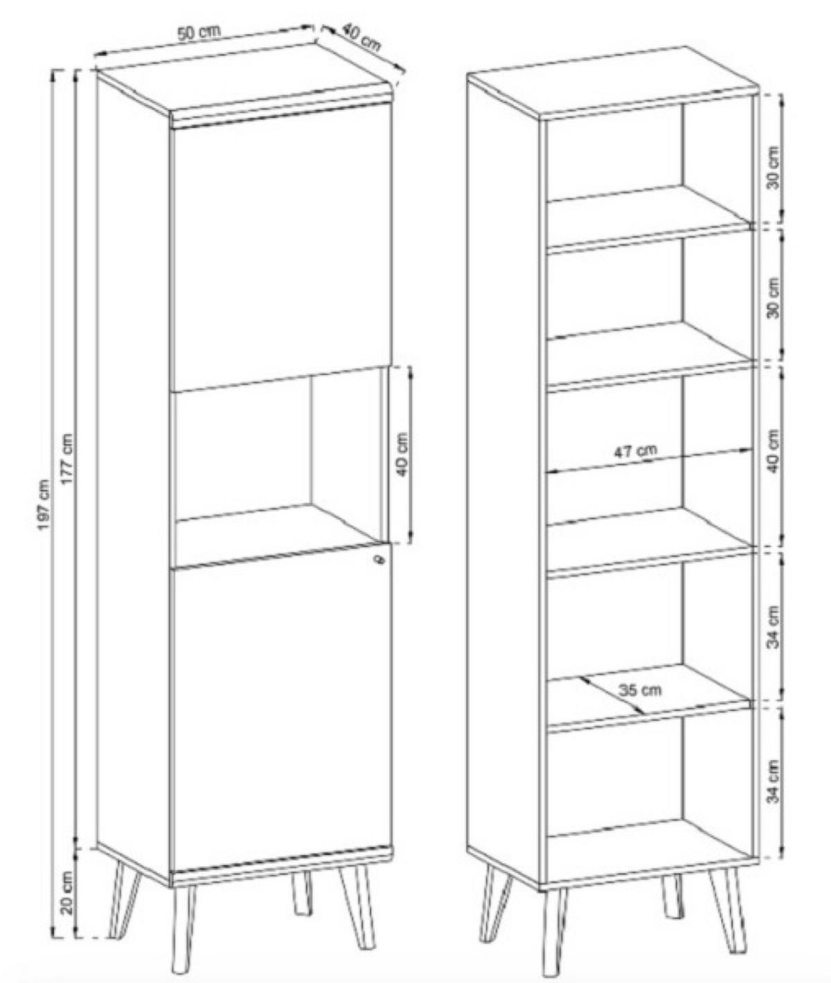 VITRINE Weiß DRIMO Schmal Mit LED-Beleuchtung - Multicolor, Holzwerkstoff (50/197/40cm) - Sepro Meble