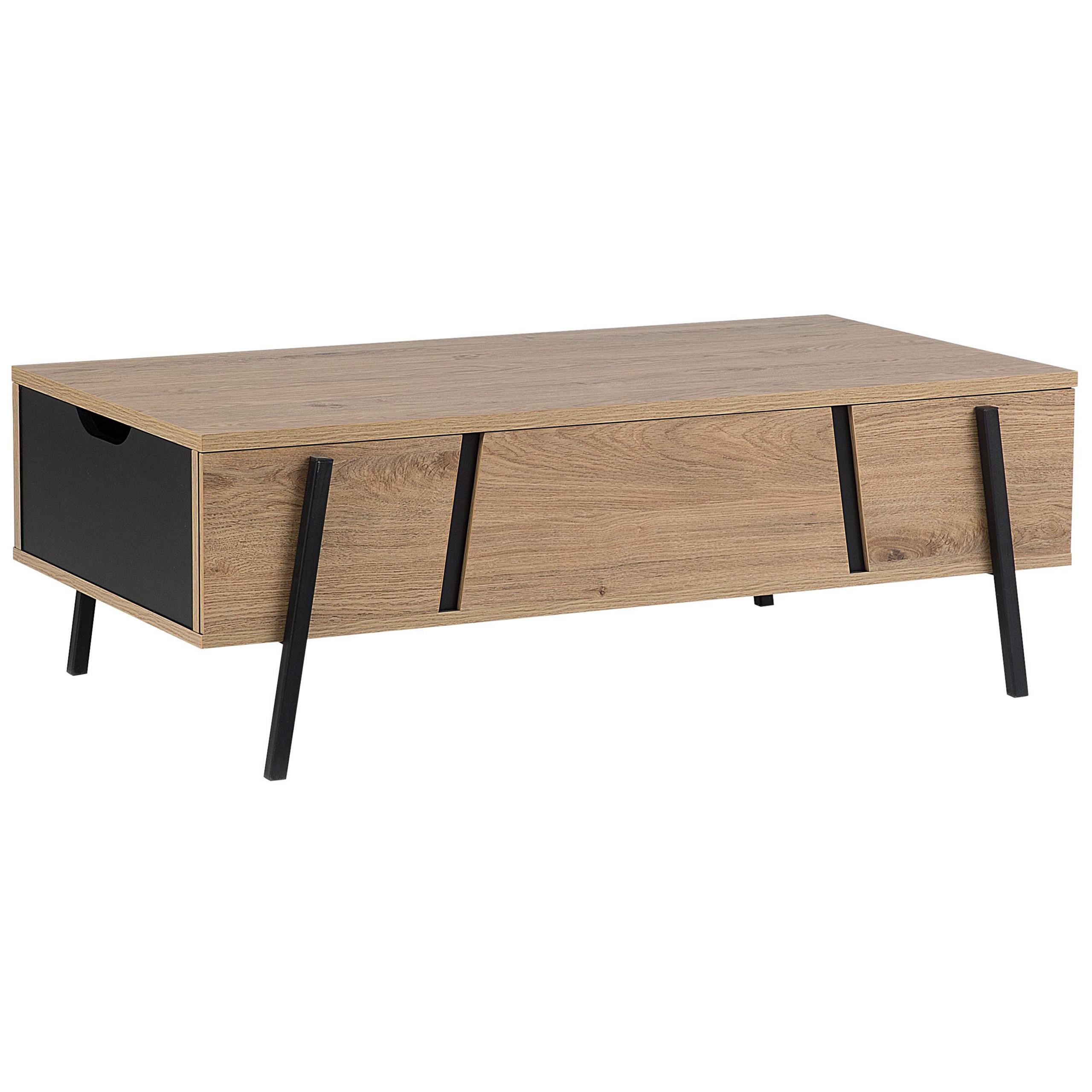 KONFERENČNÍ STOLEK světlejší Odstín dřeva/černý obdélníkový Blackpool - černá/hnědá, kompozitní dřevo (107/59/37cm) - Beliani