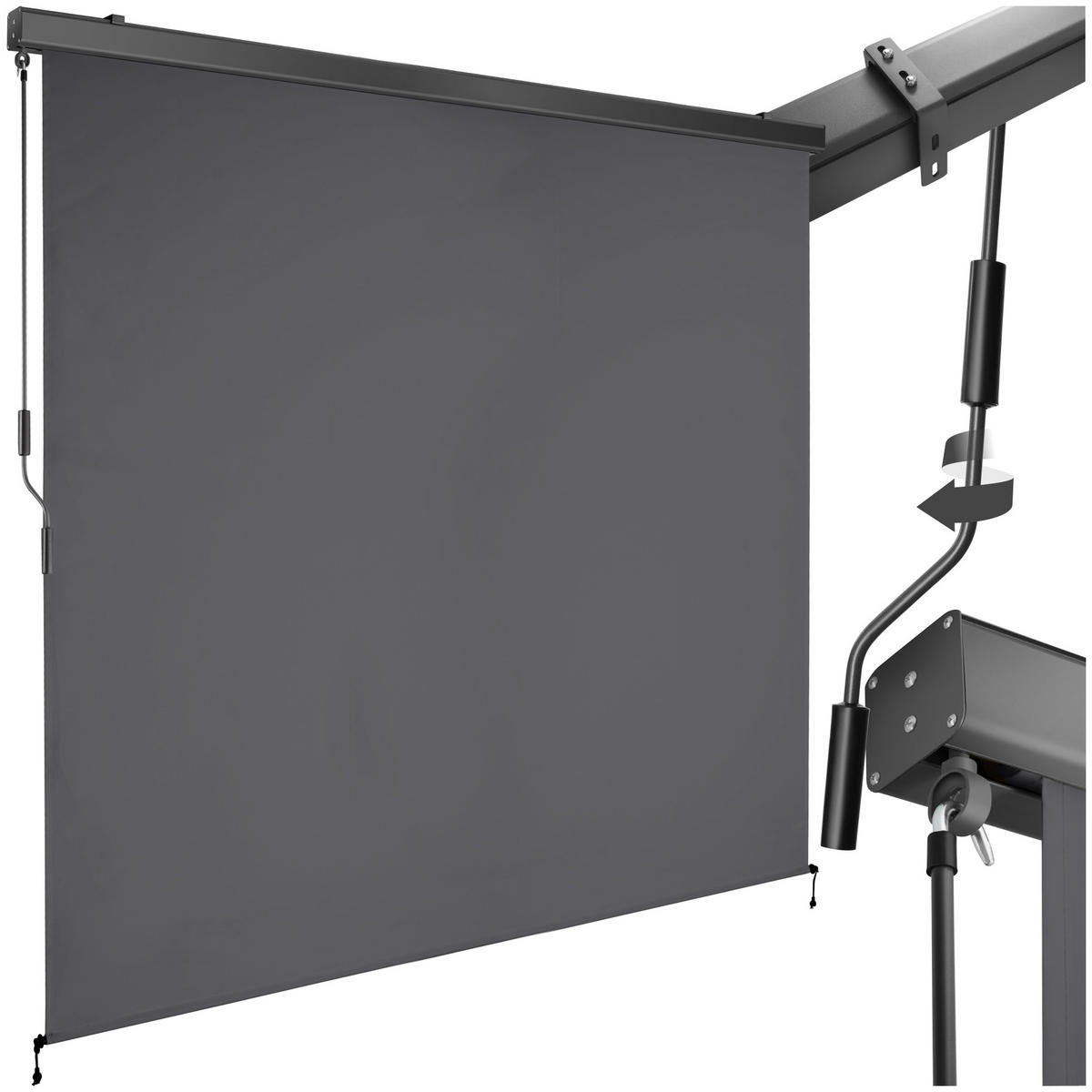 SENKRECHTMARKISE Eloise, inkl. Wandhaltern, dunkelgrau - Dunkelgrau, Textil (200/250cm) - tectake