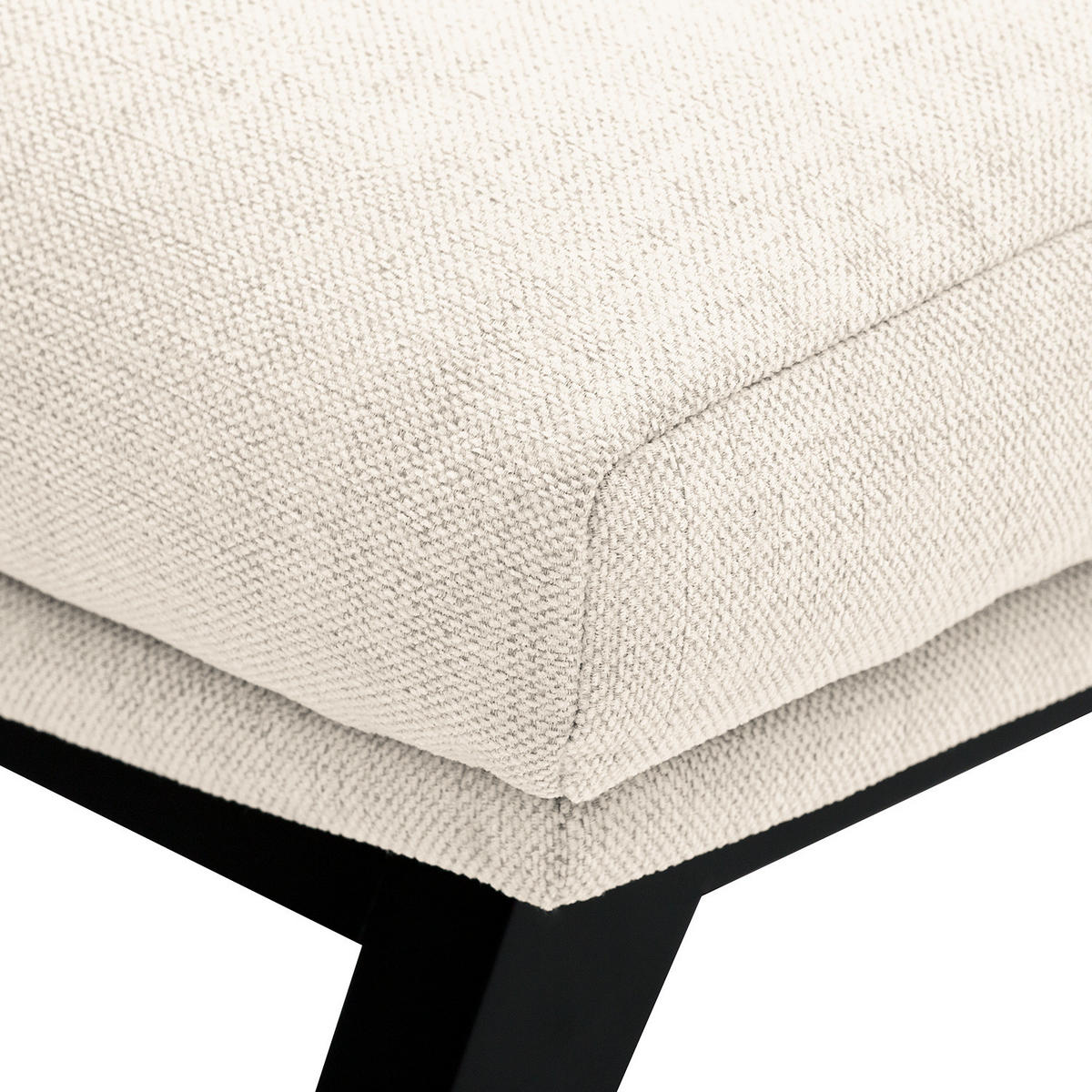 POLSTERHOCKER mit Holzfüßen - Beige/Schwarz, Eichenholz/Textil (51/37/41cm) - home24