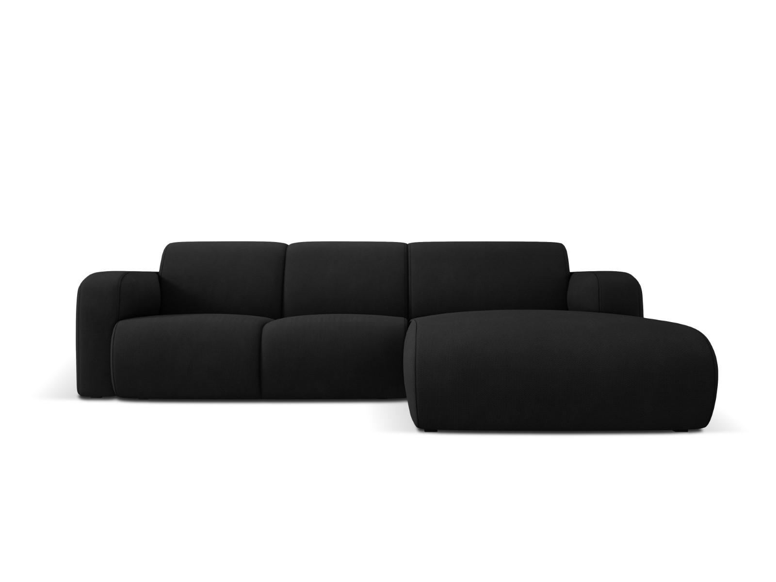 ECKSOFA rechts Molino aus strukturiertem Stoff schwarz 4 Sitzplätze - Schwarz, Textil (170/250cm) - Micadoni