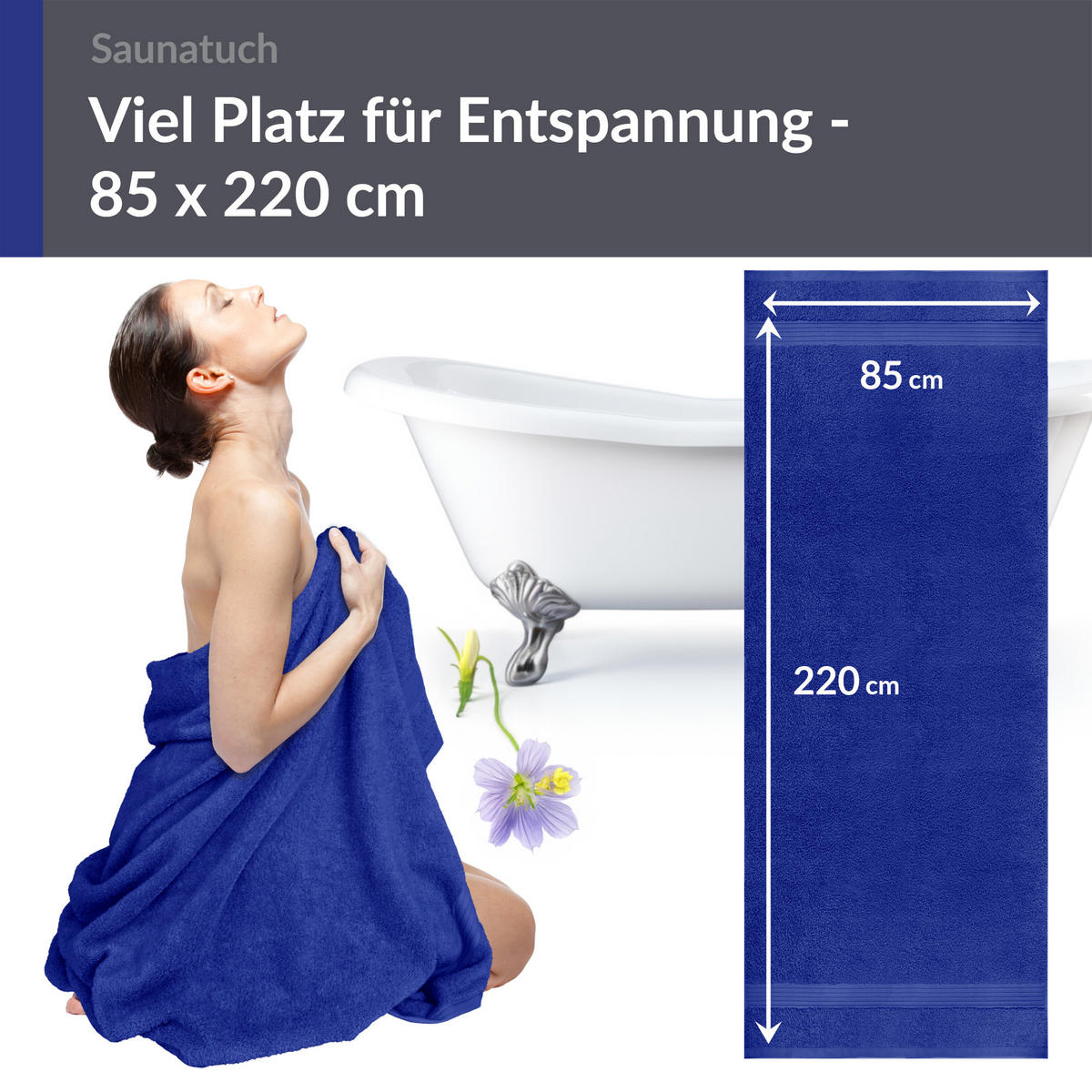 SAUNATUCH Linz Königs Blau 85x220 cm - Dunkelblau, Textil (85/220cm) - Lashuma
