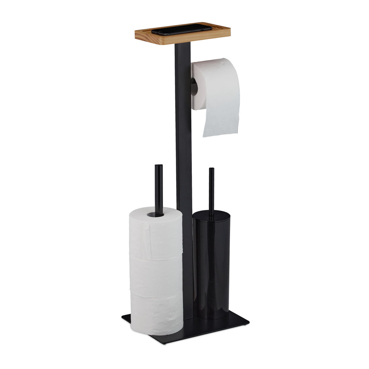WC Butler - Schwarz, Holz/Metall (25/73/20cm) - Relaxdays