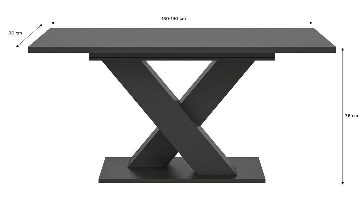 ESSTISCH MOTION (B/H/T: ca. 150/76/90 cm) in grau/grau - Grau, Holzwerkstoff (90/150/76cm)