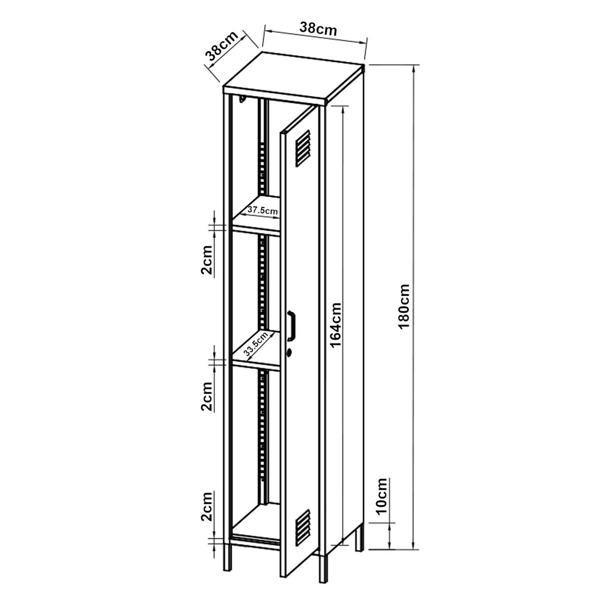 KLEIDERSCHRANK Seinäjoki - Schwarz, Metall (38/180/38cm) - [en.casa]
