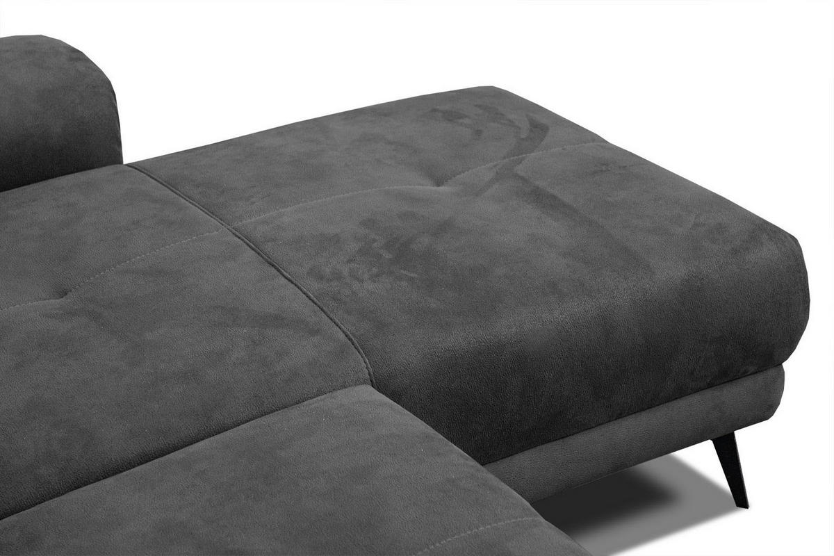 ECKSOFA FIERO 4-Sitzer, dunkelgrau - Dunkelgrau/Schwarz, Holzwerkstoff/Textil (288/170cm) - Courtois Laville