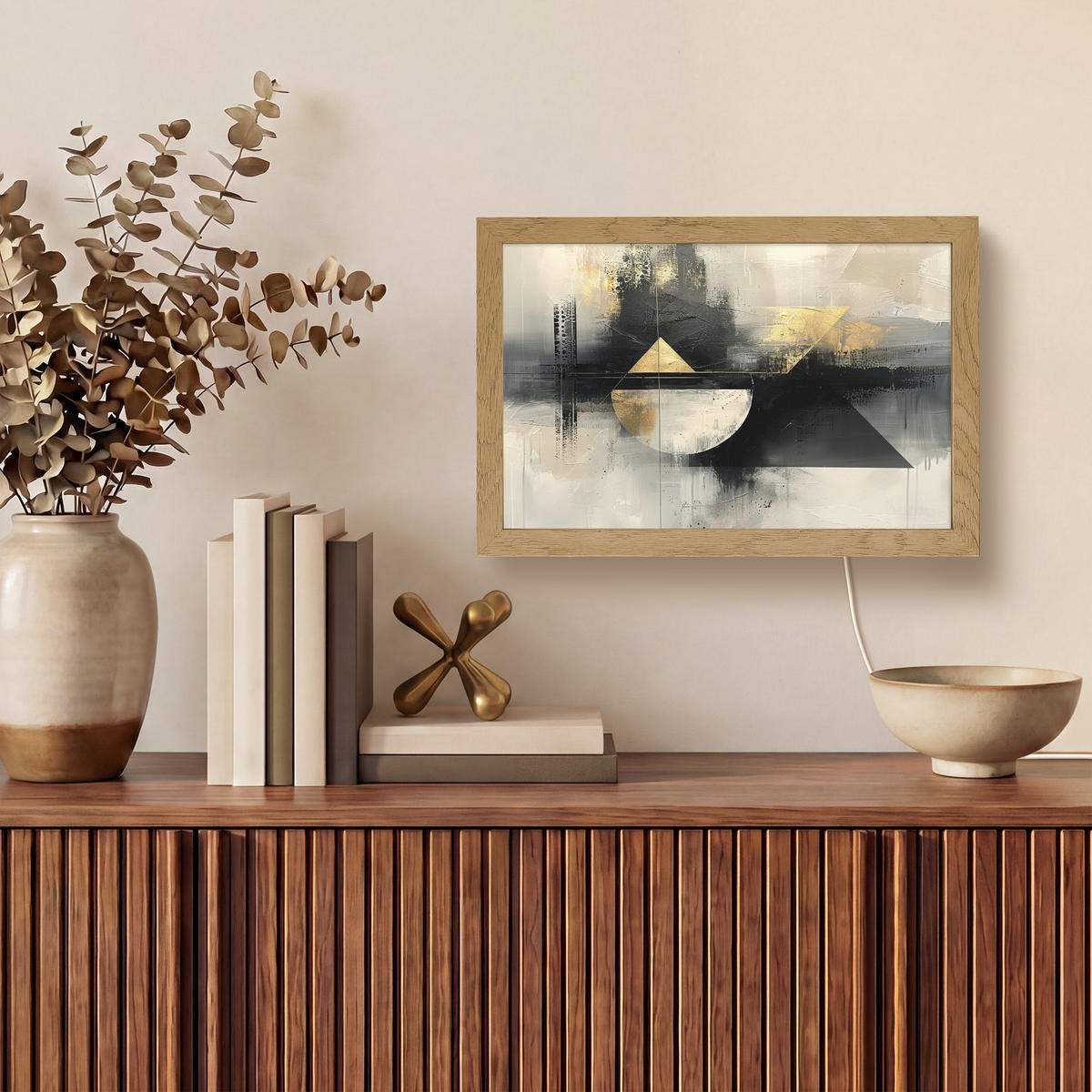 NÁSTĚNNÁ LAMPA Abstraktní - černá - barva - moderní 30x20 cm - šedá, kompozitní dřevo (30/20/8cm) - OnlyWow