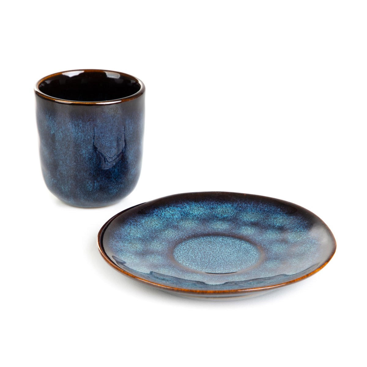 ESPRESSOTASSE Casper mit Untertasse dunkelblau 0,08 l 6er-Set - Dunkelblau, Keramik (0.08L) - Homla