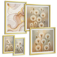 BILDER SET 5er Set - 50x50 cm & 20x30 cm & 40x60 cm Goldrahmen - Zitronenblüten am Meer - Goldfarben, Kunststoff (40/60cm) - TULUP