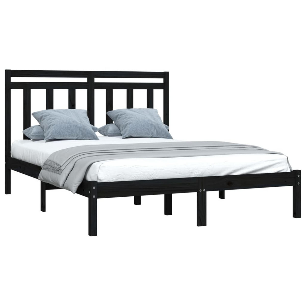 BETT Nehrenberg 145.5/195.5 cm - Schwarz, Holz (140/190cm) - Nettlife