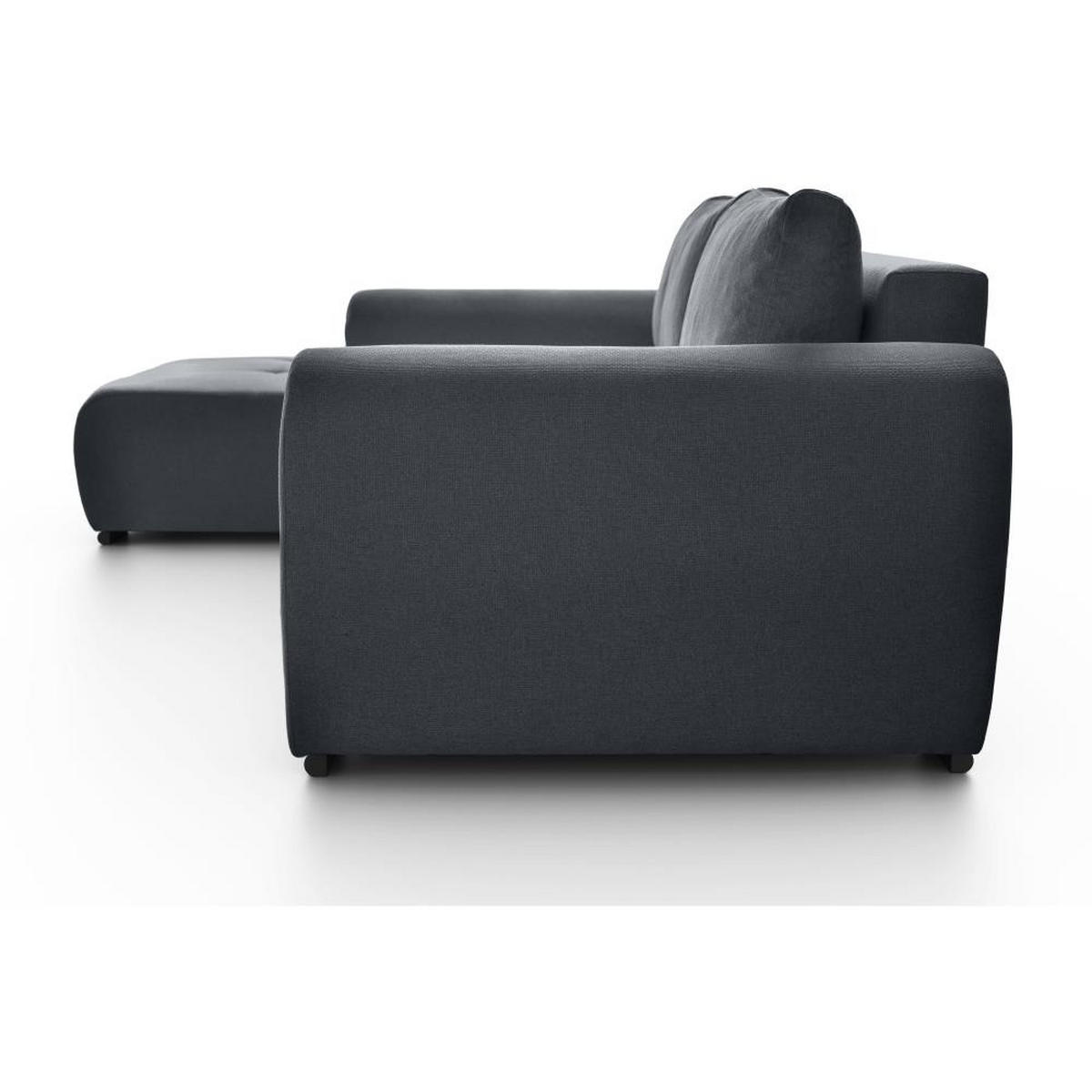 ECKSCHLAFSOFA Diana mt Bettkasten dunkelgrau links - Dunkelgrau/Schwarz, Textil (255/175cm) - Beautysofa
