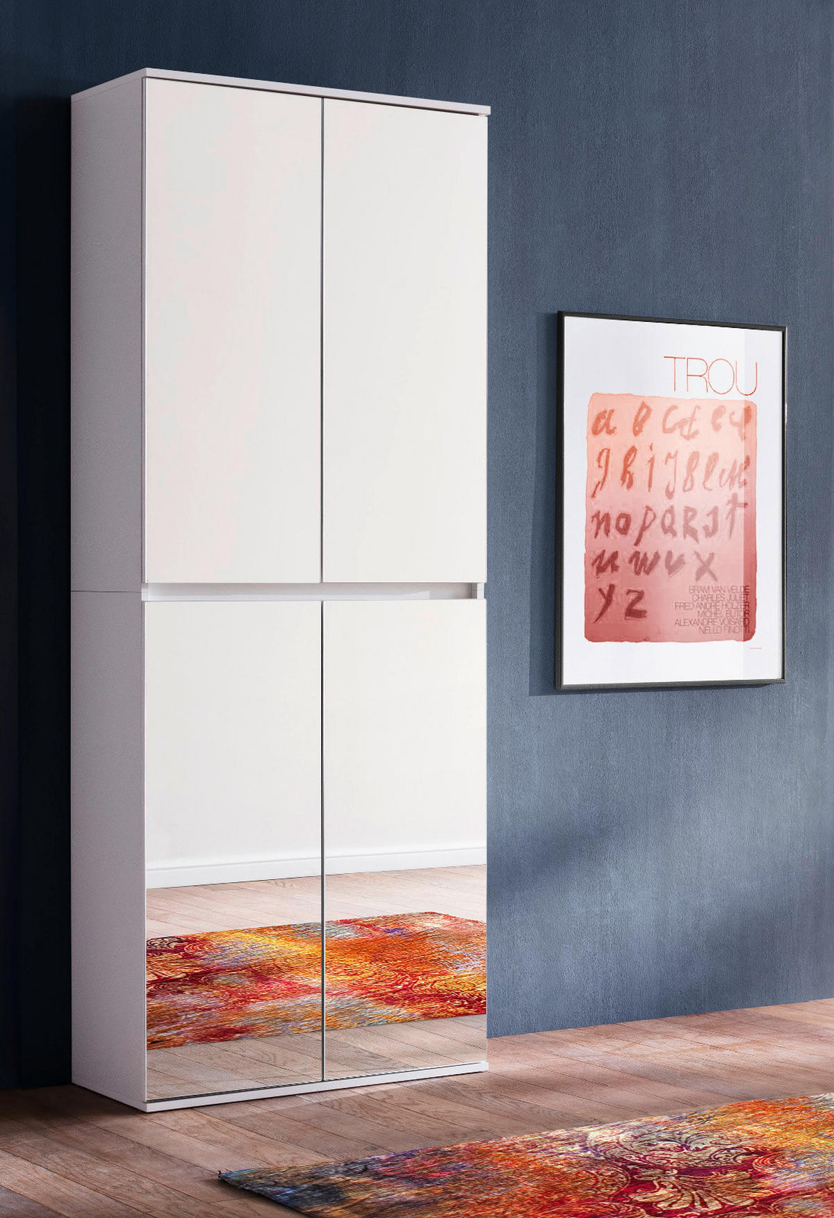 GARDEROBENSCHRANK weiß 74 x 191 cm, Schuhschrank mit Spiegeltüren - Weiß, Glas/Holzwerkstoff (74/191/34cm) - Top.Furn
