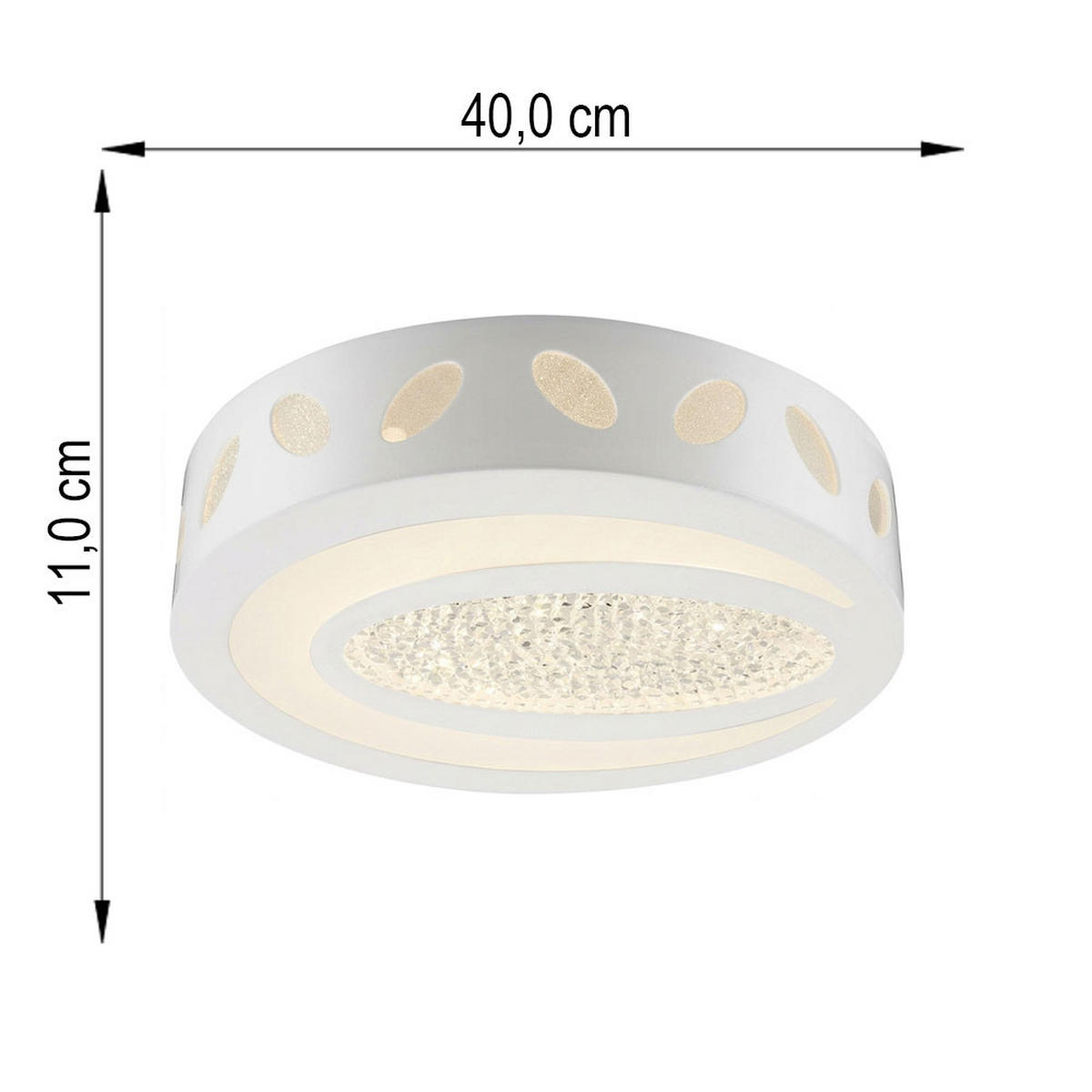 DECKENLEUCHTE VANILLA I Metall Weiß Kristalldekor - Weiß, Metall (40/40/11cm) - Globo Lighting