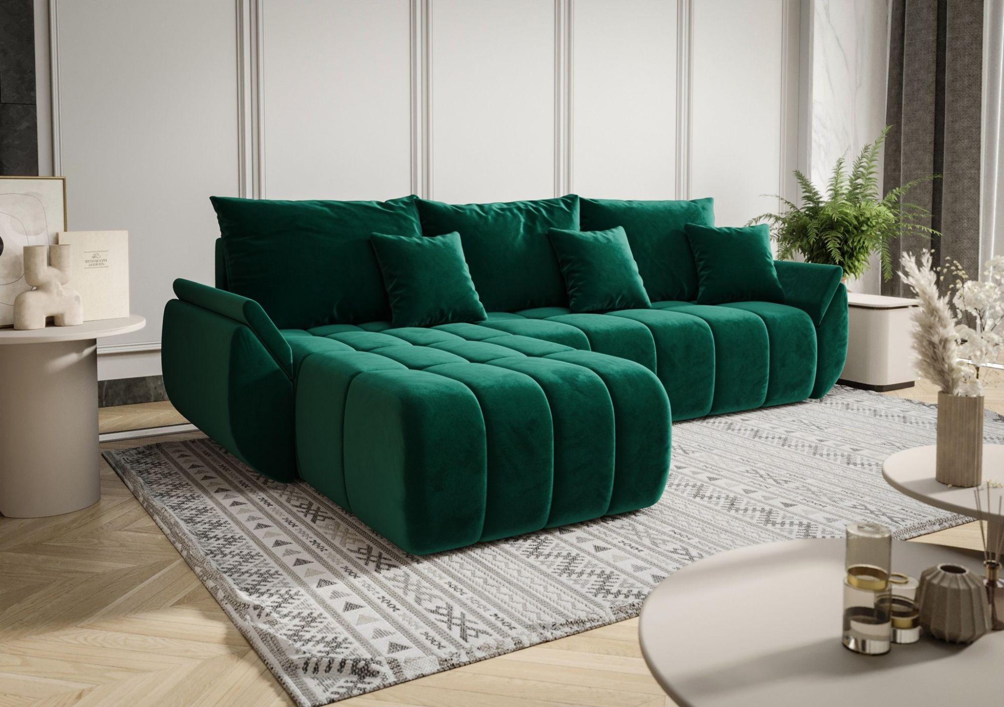 ECKSOFA Osaka - Grün, Holzwerkstoff/Textil (280/185cm) - Fun Möbel