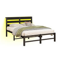 METALLBETT 120x200 cm LED USB Stauraum - Schwarz, Metall (120/200cm) - Fortuna Lai