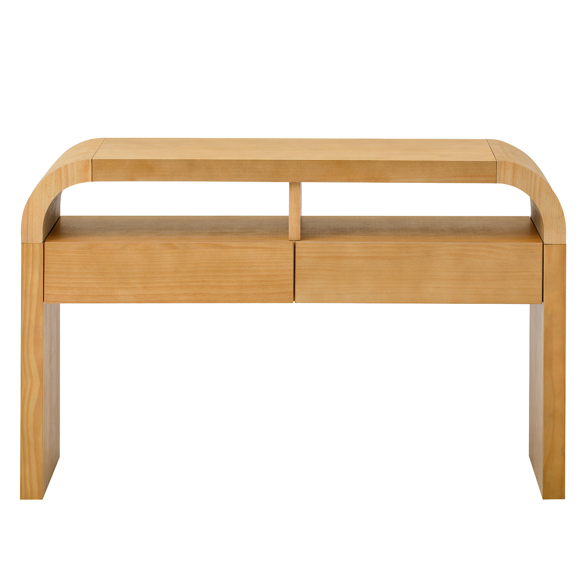 KONSOLENTISCH mdf in natur-holzoptik, geschwungene kanten & 2 schubladen - Naturfarben, Holzwerkstoff (35.5/120/76.5cm) - Urban Meuble