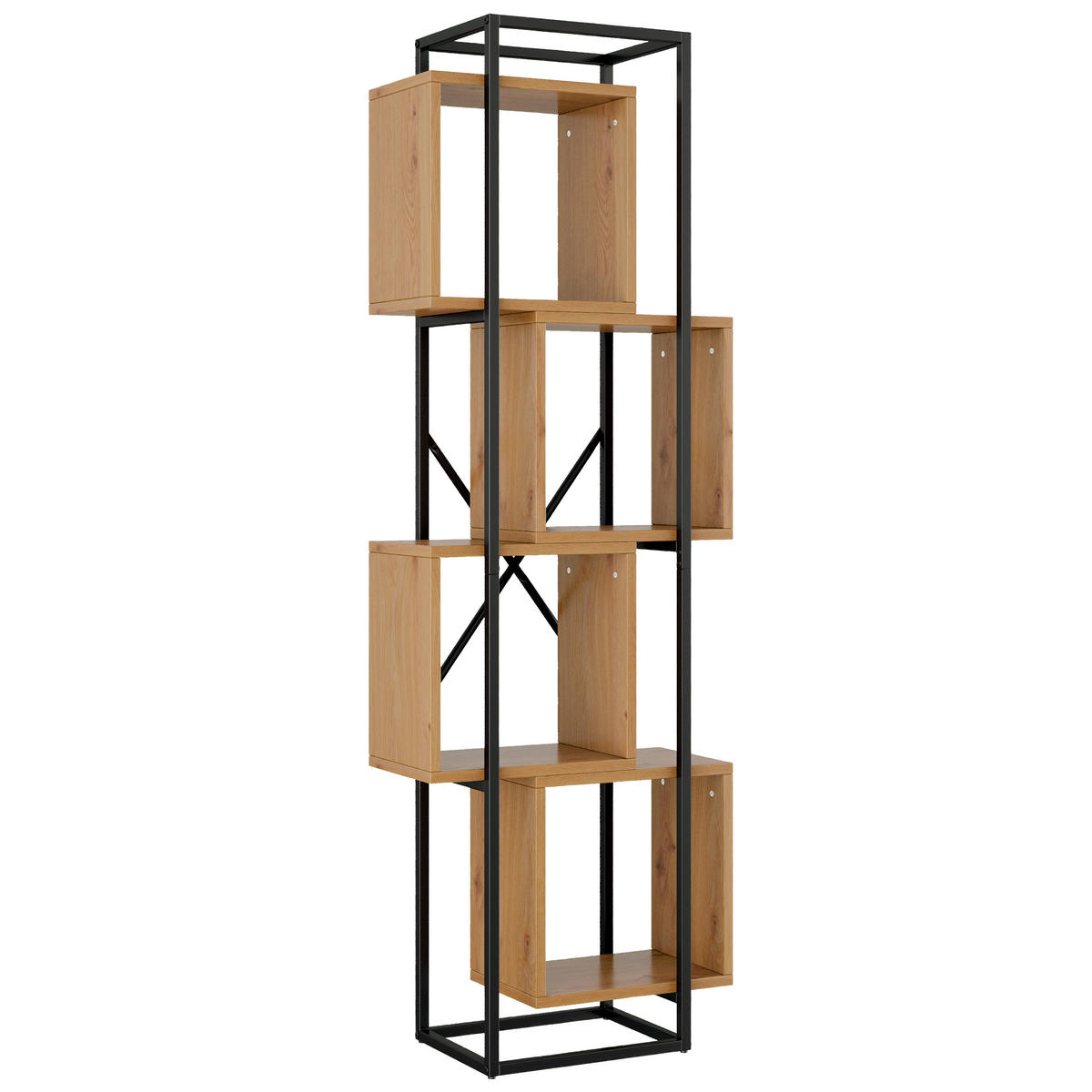 REGAL 59cm Metall MDF 4 Fächer Stapeldesign modern - Braun, Holzwerkstoff (59/180/30cm) - FLIEKS